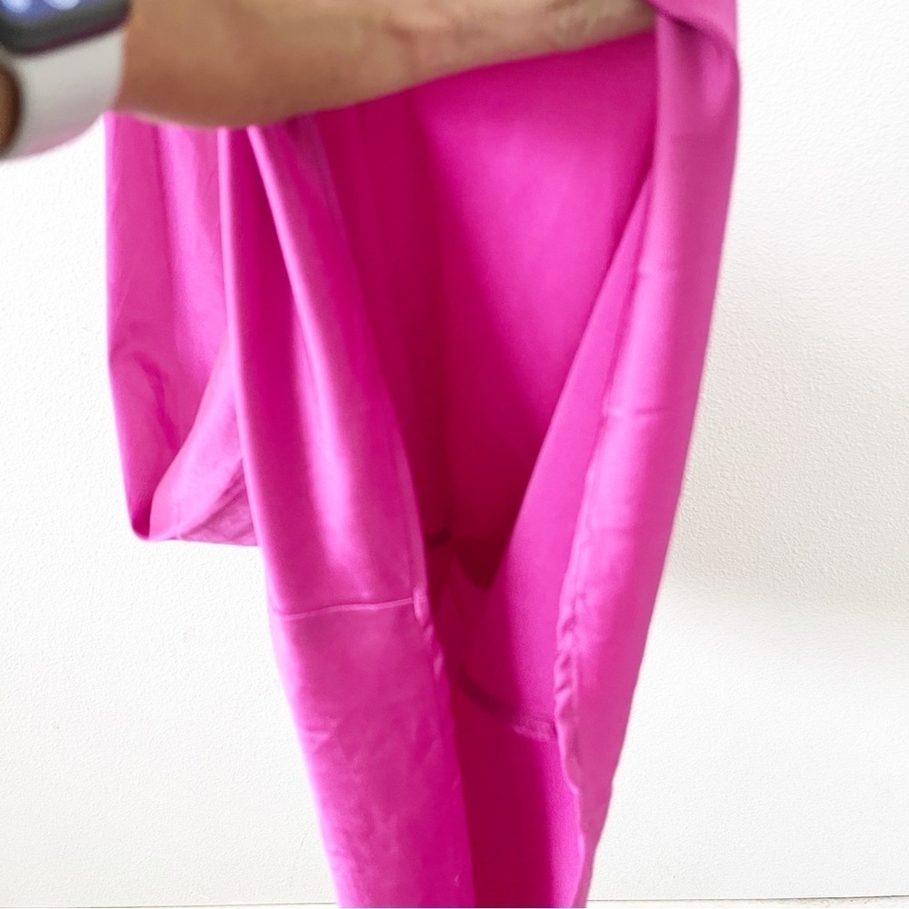 Runaway The Label Magenta Satin Midi Dress Draped Front Cowl Neck Slip Formal - Picture 5 of 9